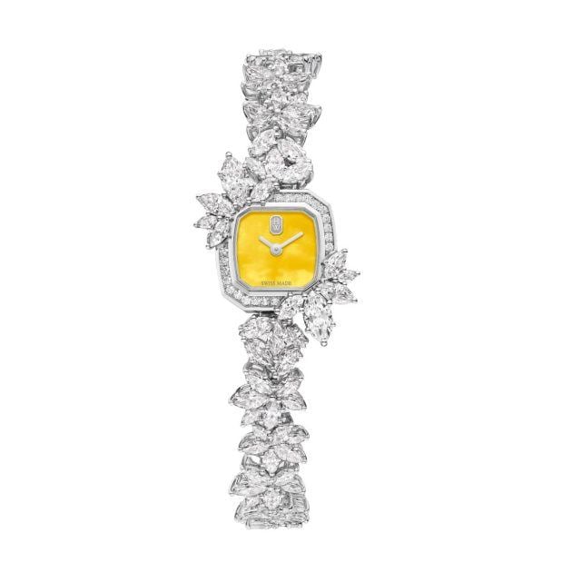 diamond watch with yellow face