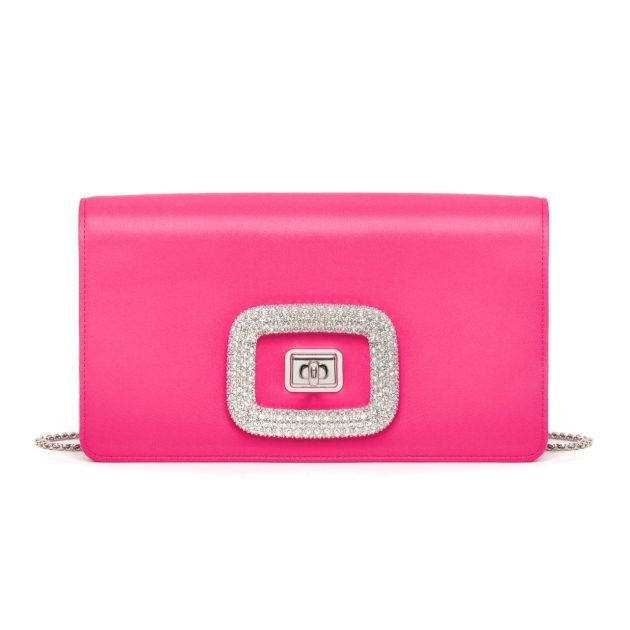 pink satin bag with rhinestone detail