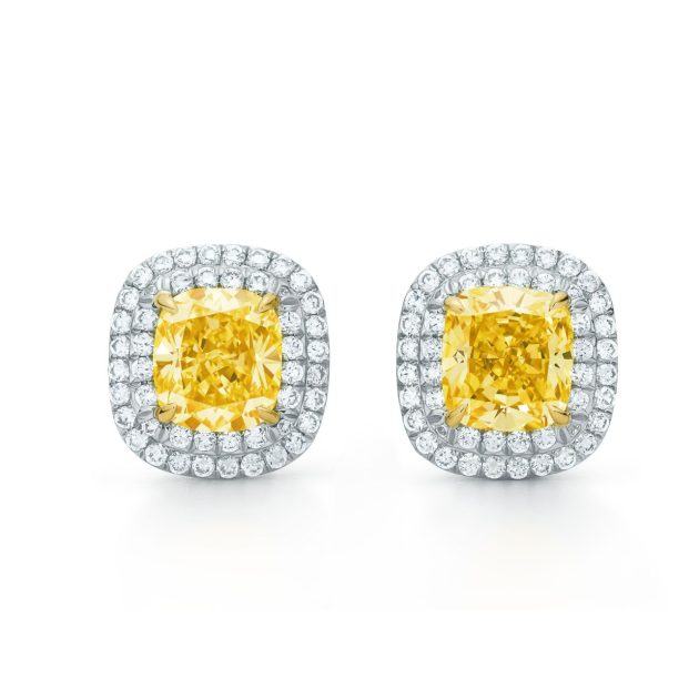 yellow and white diamond earrings