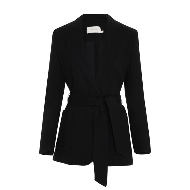 Black blazer jacket with tie waist