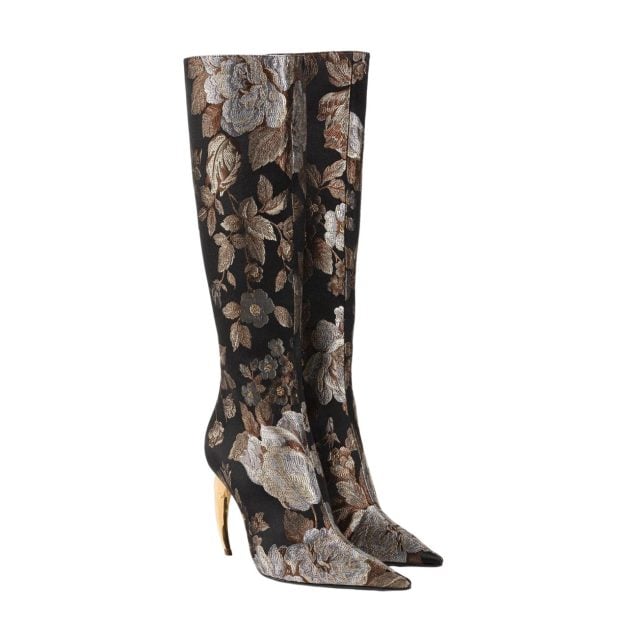 knee high floral pattern boots