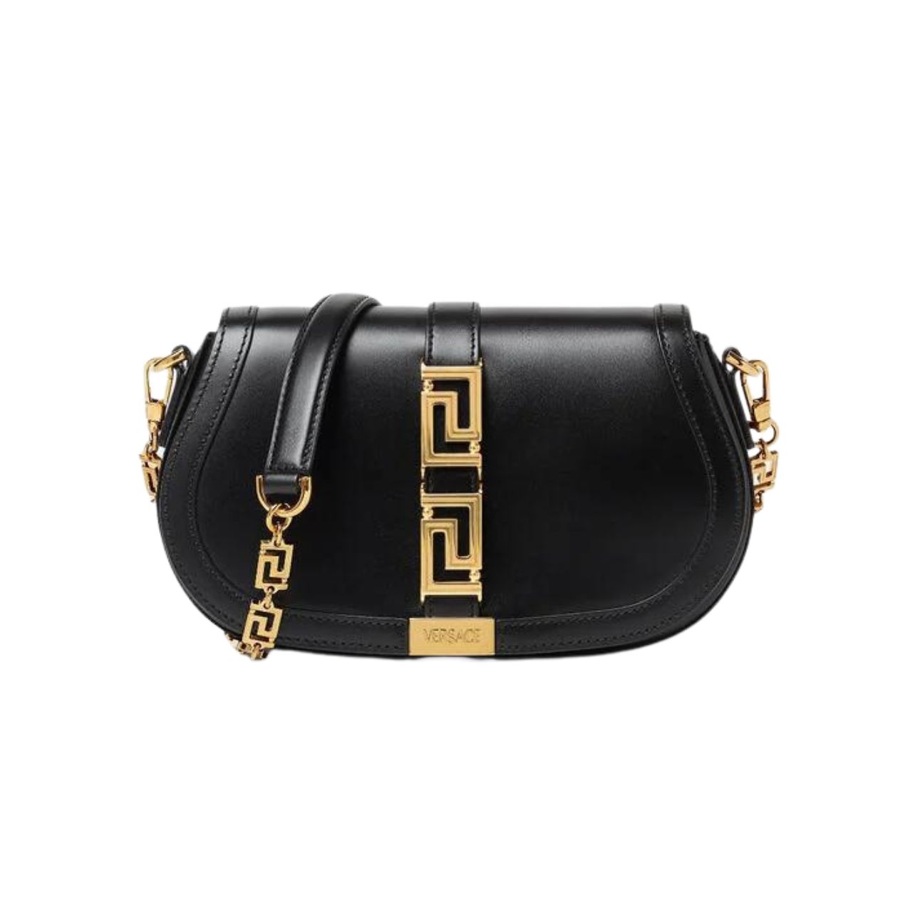 Black handbag with gold detailing