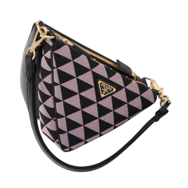 purple and black checkered bag