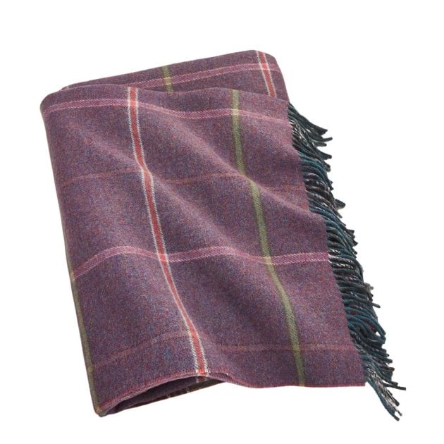 purple plaid throw blanket