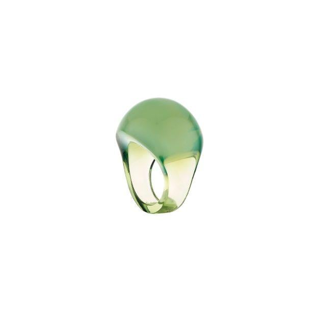 Light green glass bauble ring