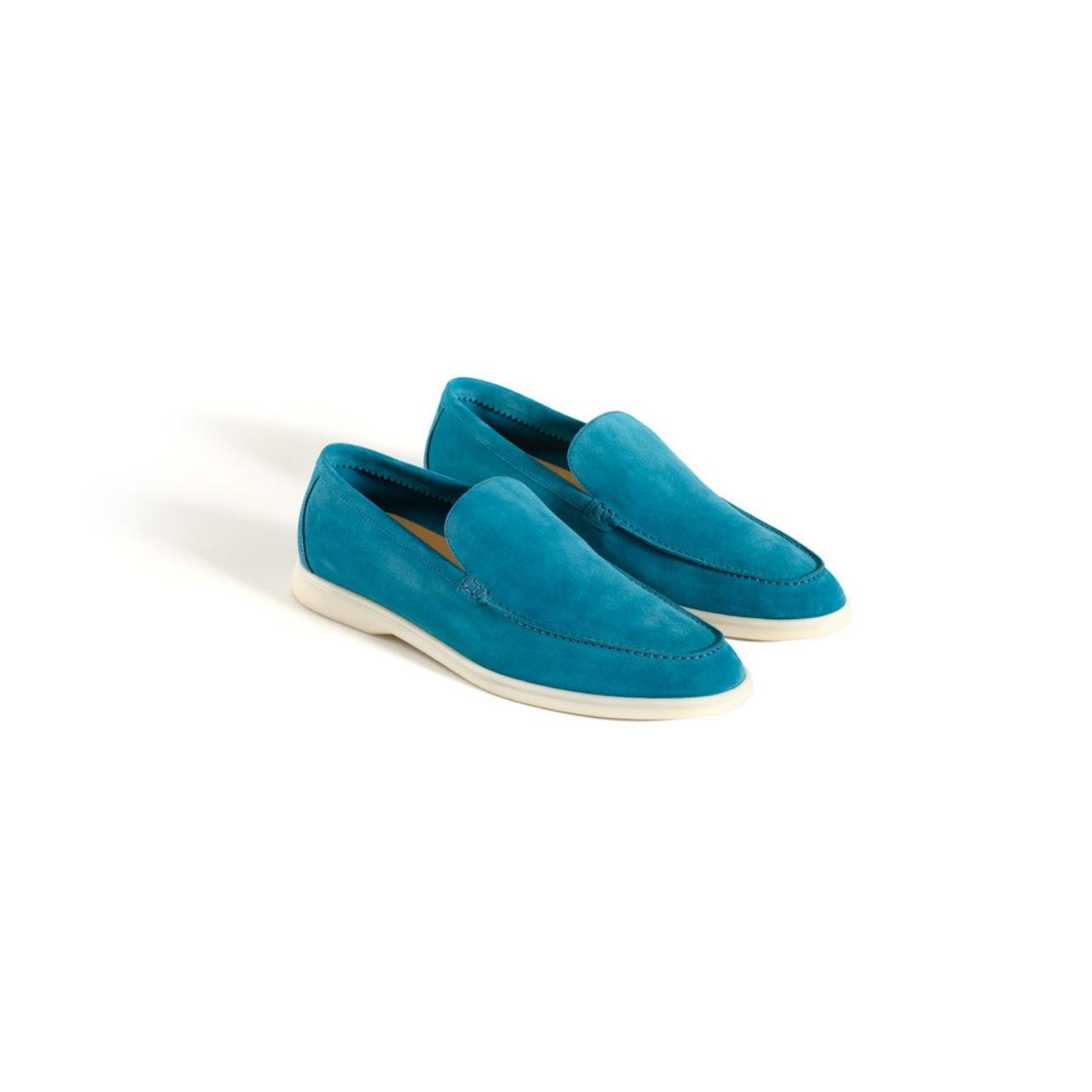 Pair of Loro Piana Summer Walk loafers in suede blue