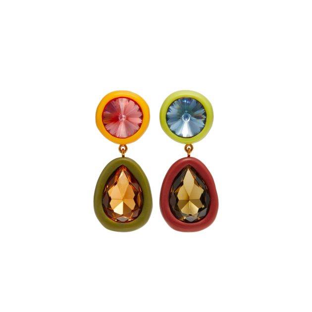 Multi-colored stone drop earrings
