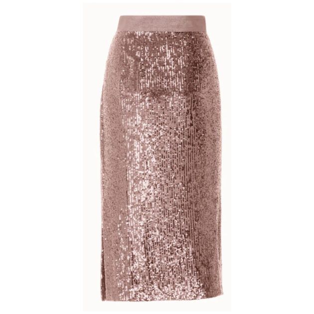 Image of Pink sequin Midi skirt with slit detailing
