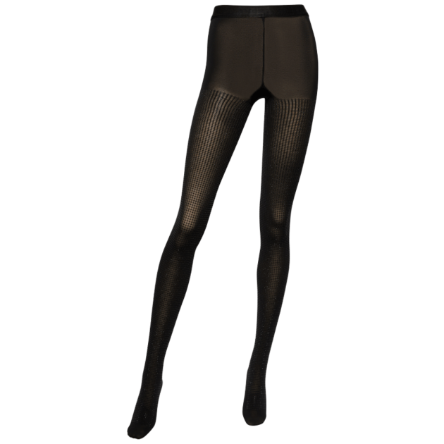 Image of black Wolford and Sergio Rossi collaboration tights with black stud detailing