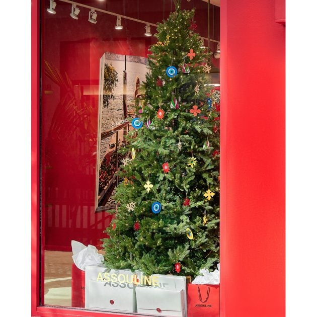 Traditional Christmas tree with Assouline-inspired ornaments