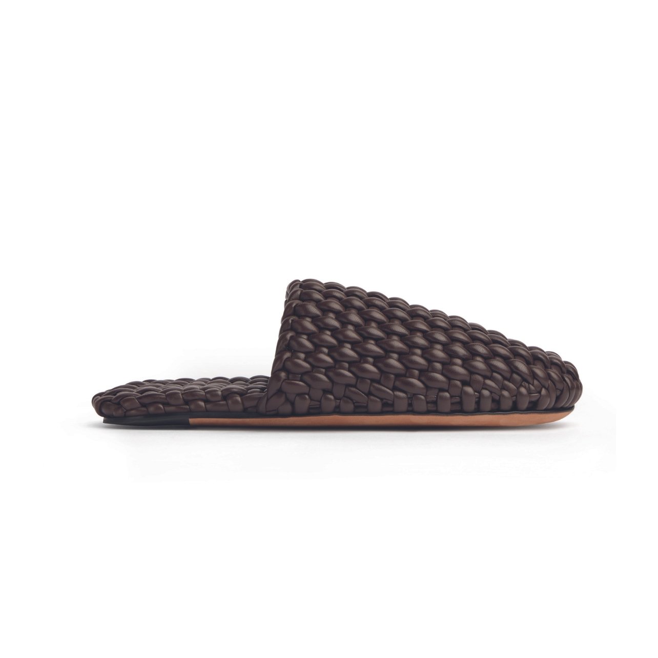 Brown woven leather slippers