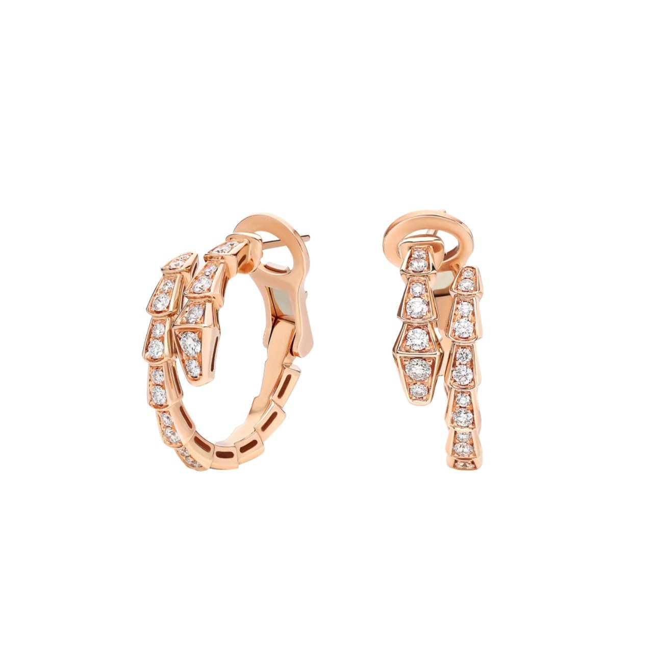 Rose gold and diamond serpent earrings