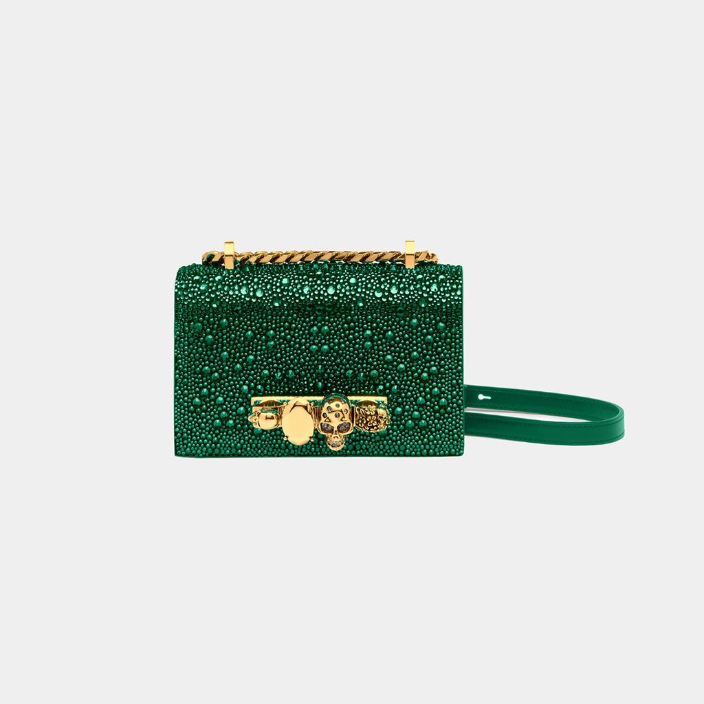 It doesn’t have to be practical. It doesn’t have to go with everything. It can just be fun and exciting. Put her everyday carryalls on hiatus with Alexander McQueen’s jeweled satchel.                                                                       