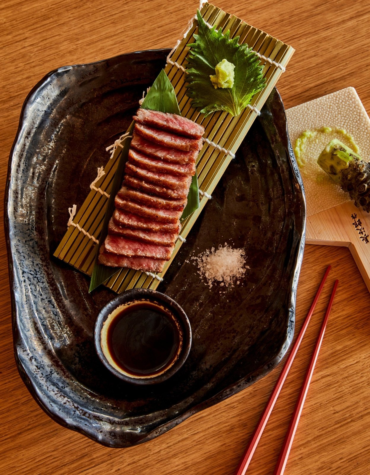 Portrait of Makoto’s A5 Wagyu Strip Steak