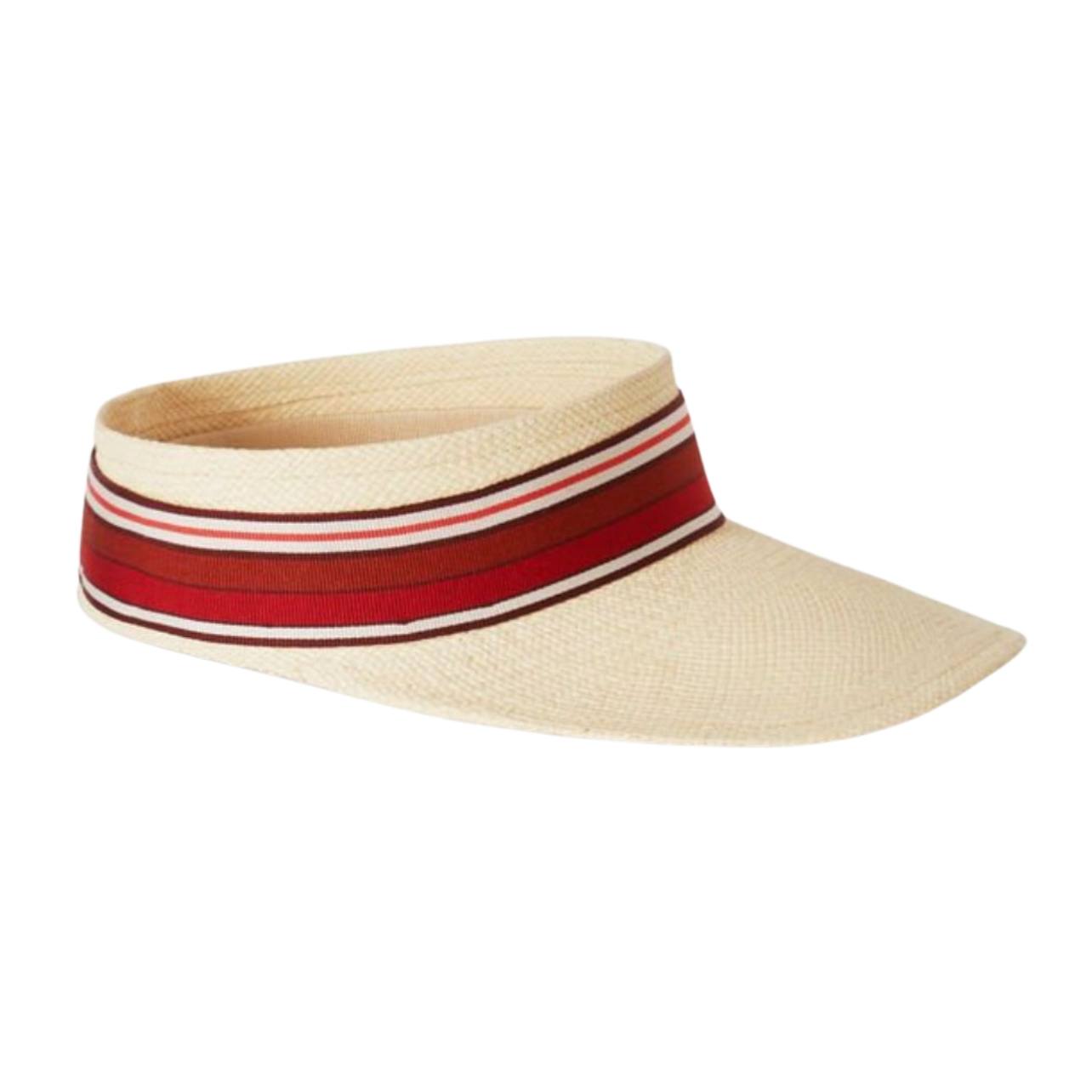 Portrait of cream visor with red striped band