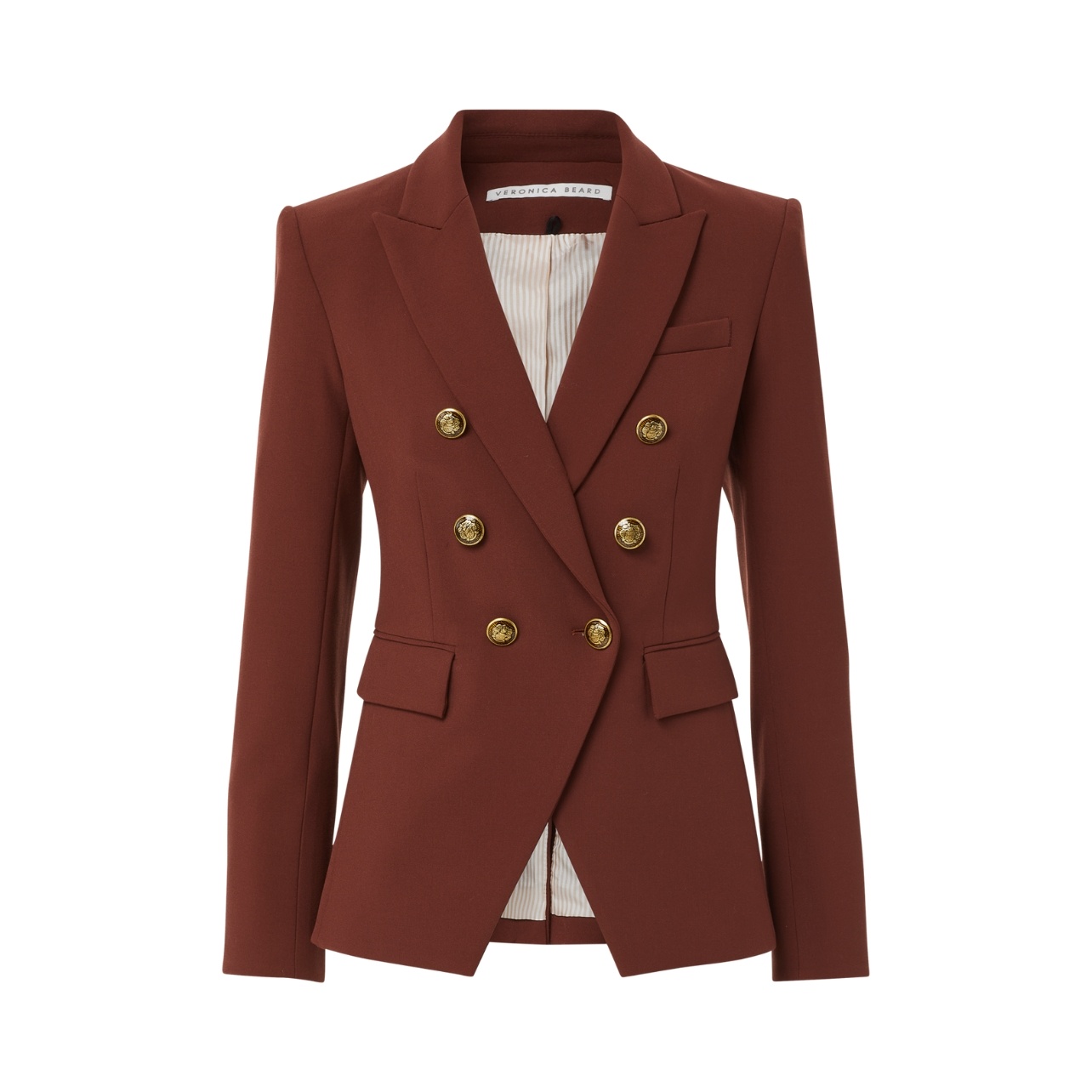 Brown double breasted blazer with gold buttons