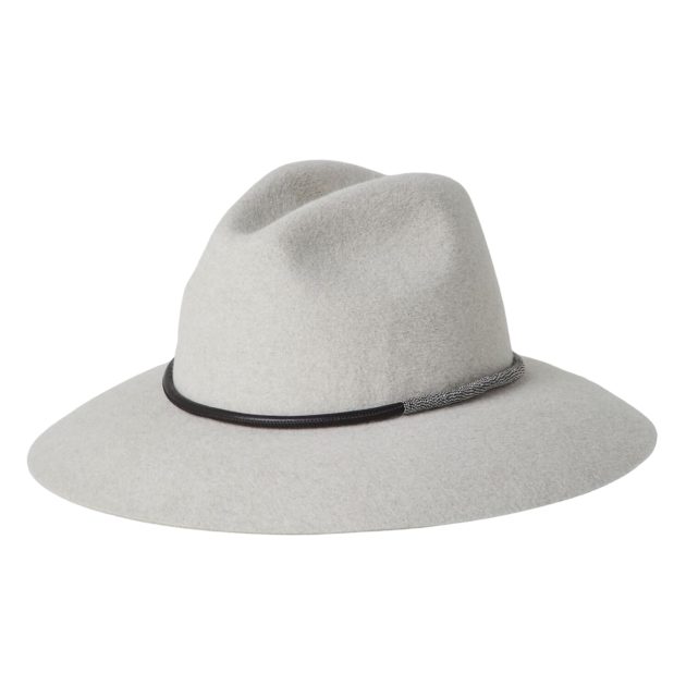 Photo of white felt hat with leather band