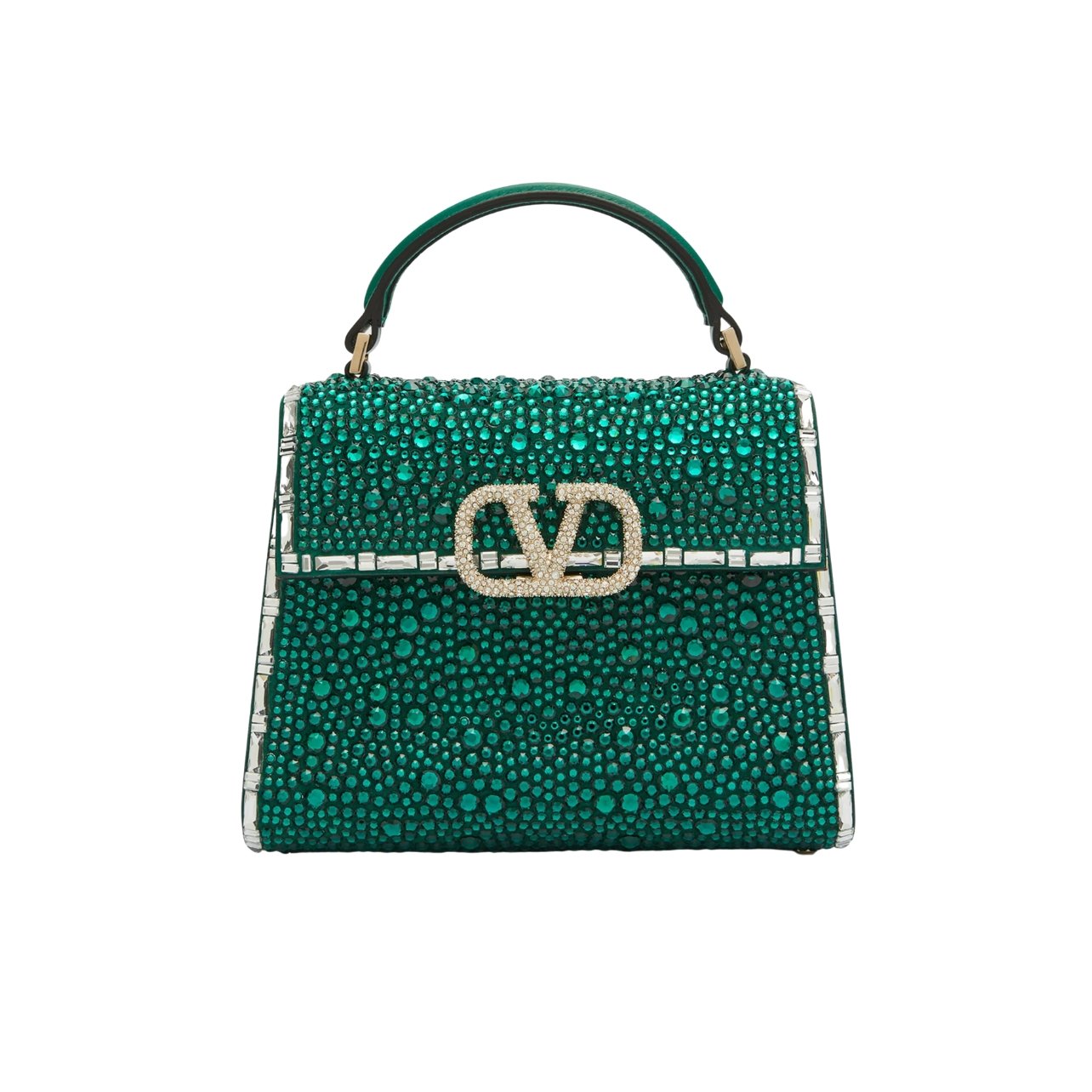 Vsling mini crystal top-handle bag.