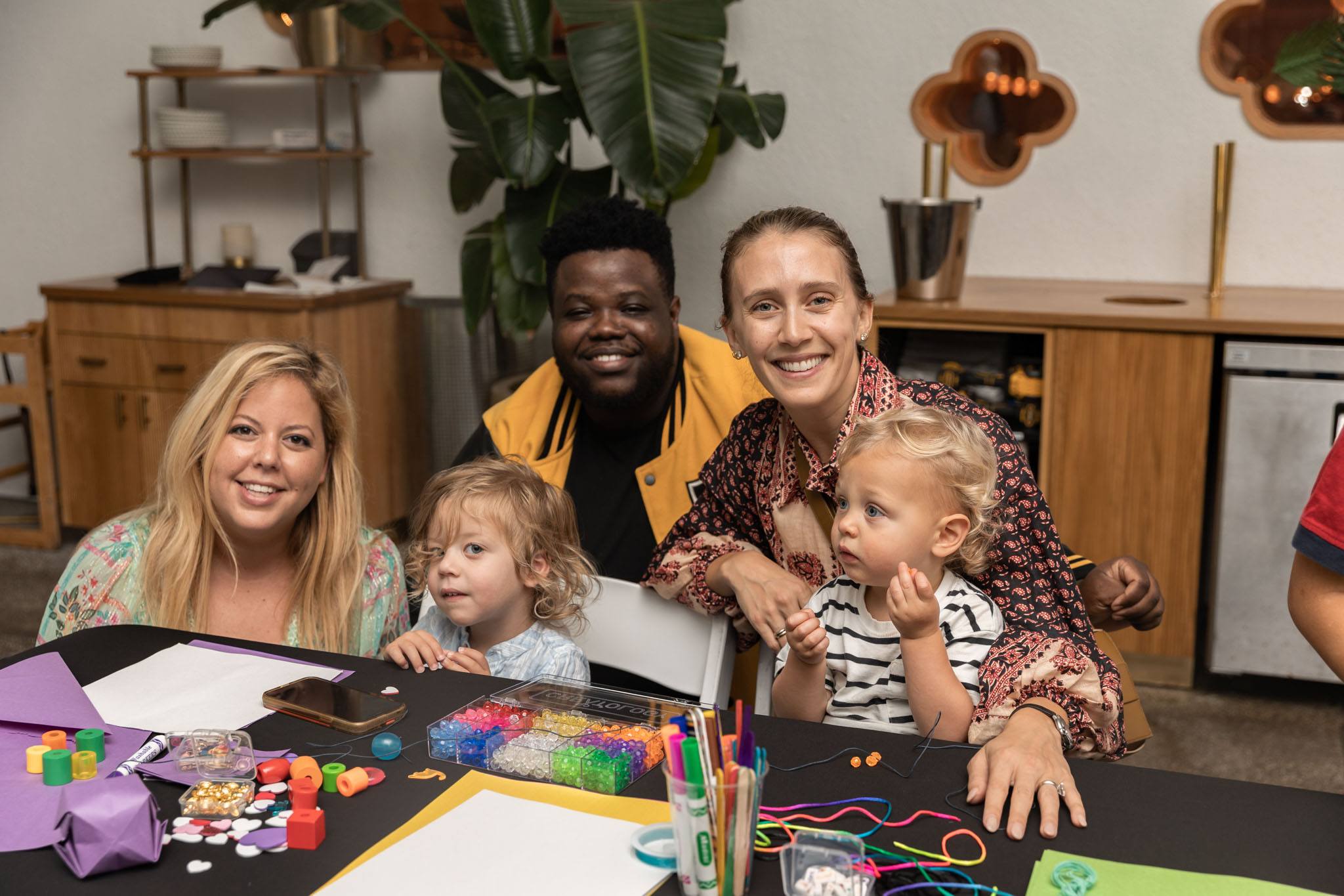 A variety of images showcasing the Bepoke Bal Harbour Children’s Art Classes. Images include guests in attendance, artists Lauren Shapiro and Morel Doucet, and children creating art.