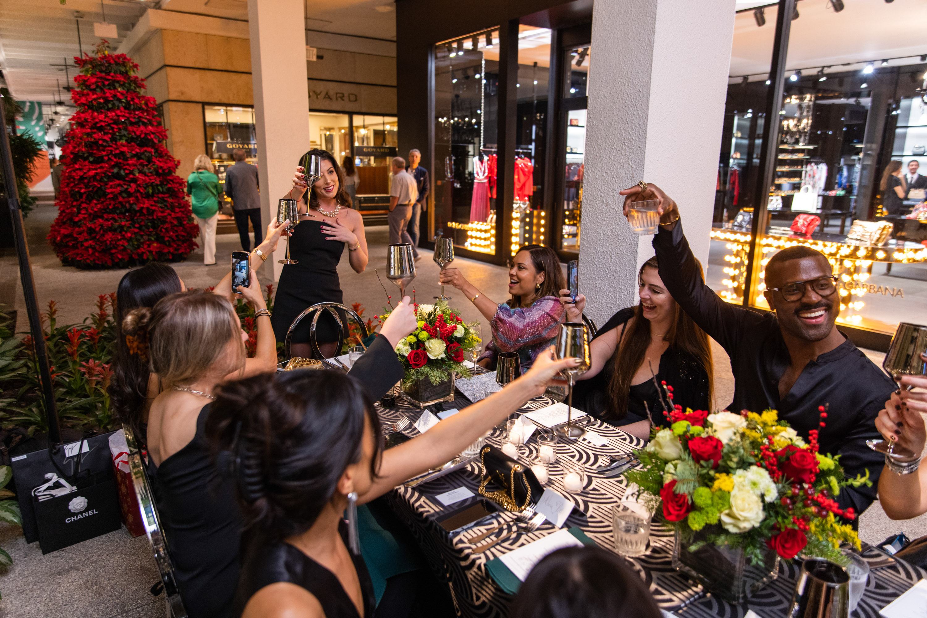 A variety of images showcasing Bal Harbour Shops’ Thanksharing Celebration event. Images include guests in attendance, table décor, and food featured at the event.