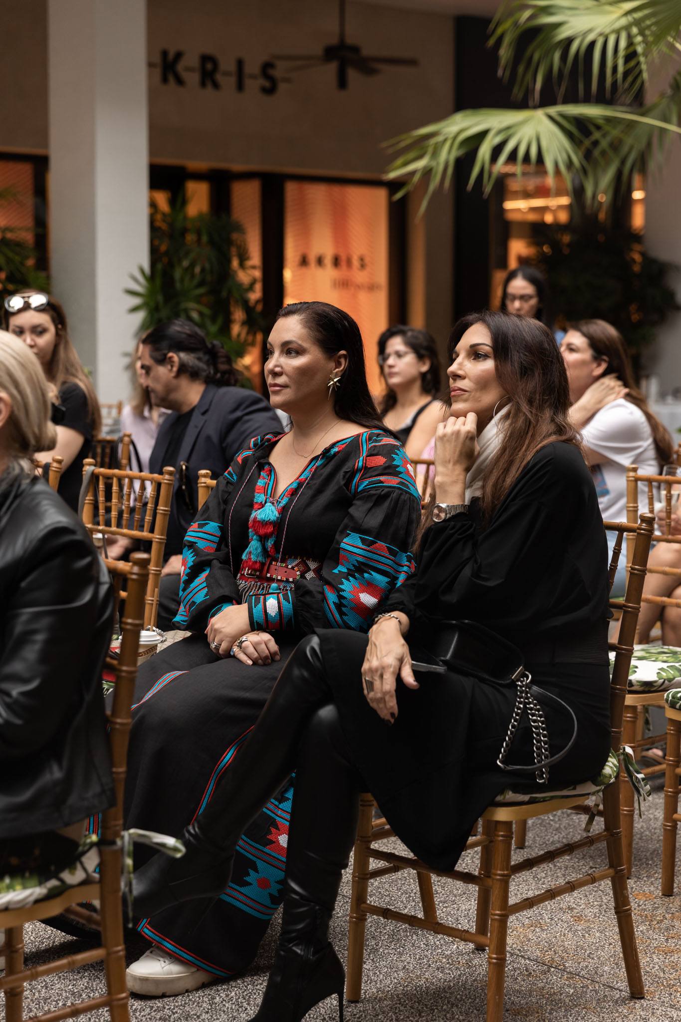 A variety of images showcasing the event with Raymond Jungles. Images include guests in attendance, event décor, and brunch bites provided by Le Zoo.