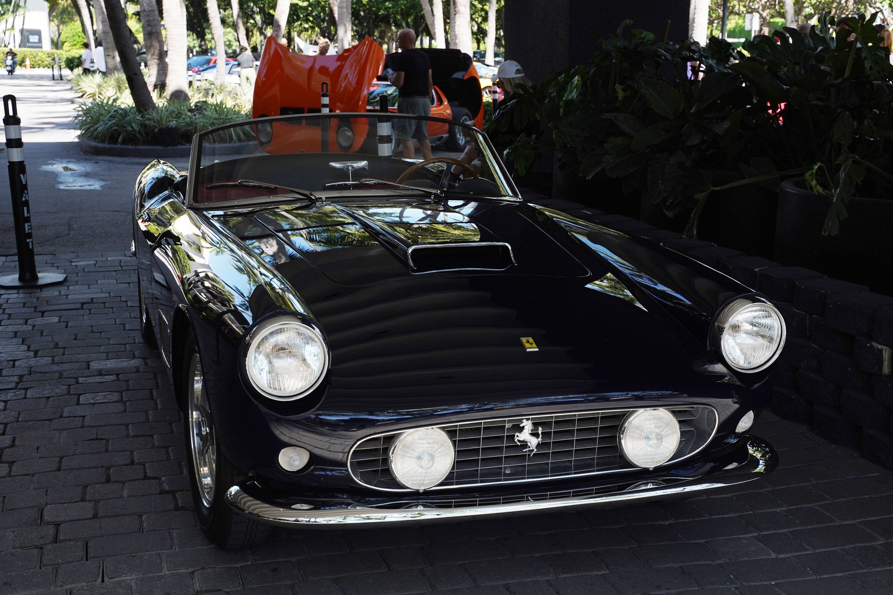 A variety of images showcasing the Collector’s Car Show hosted by Bal Harbour Shops during Bespoke Bal Harbour. Images include guests in attendance, rare and exotic cars showcased at the event, and watched from Richard Mille.