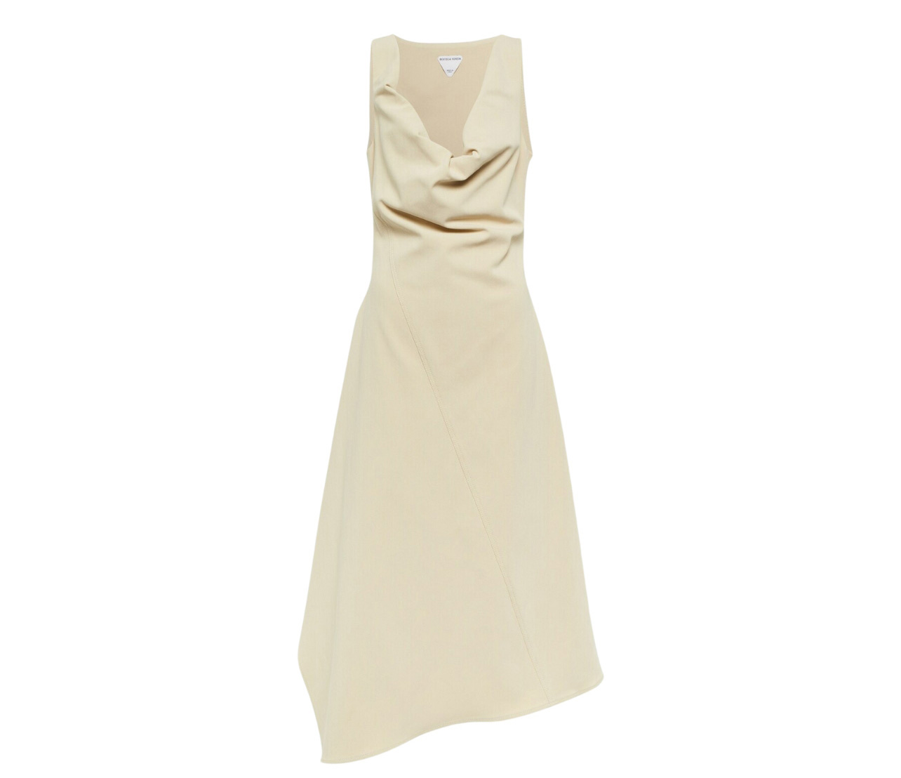 Beige Bottega Veneta asymmetric midi dress