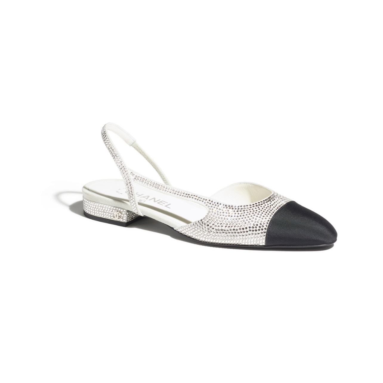 Chanel glitter and grosgrain slingback