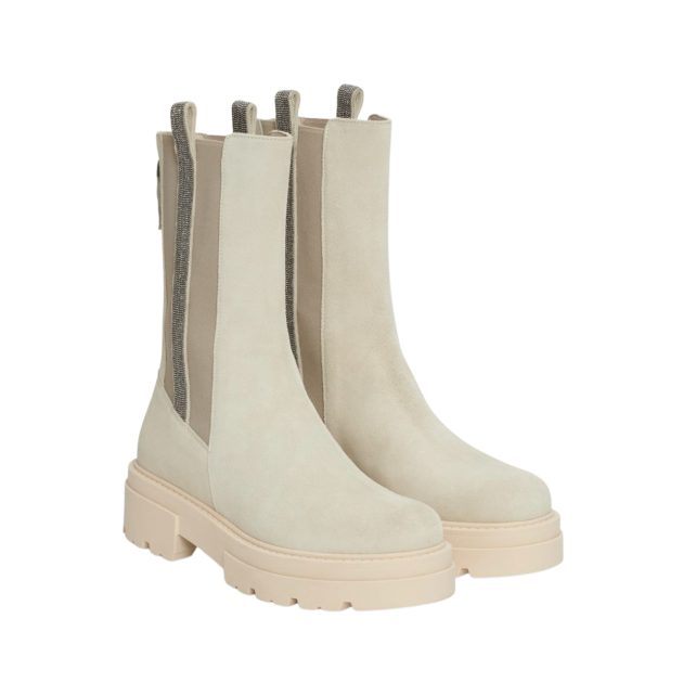 White suede calf boot