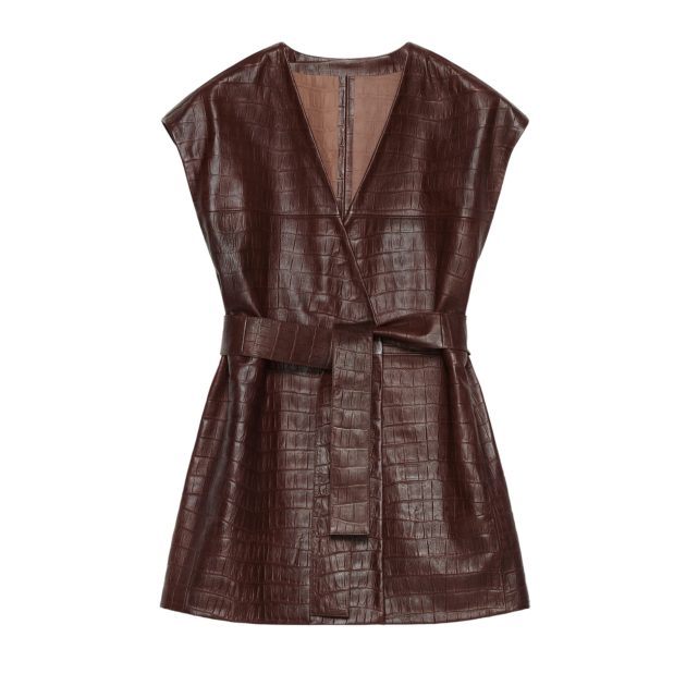 Brown leather gilet