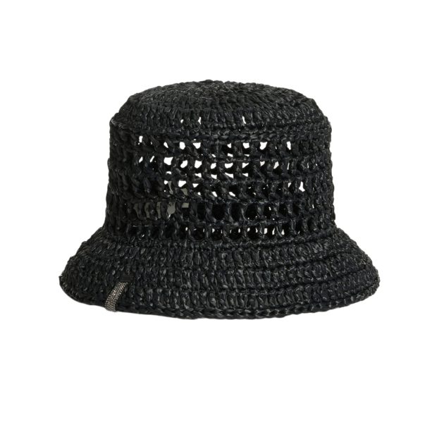 Black crochet bucket hat