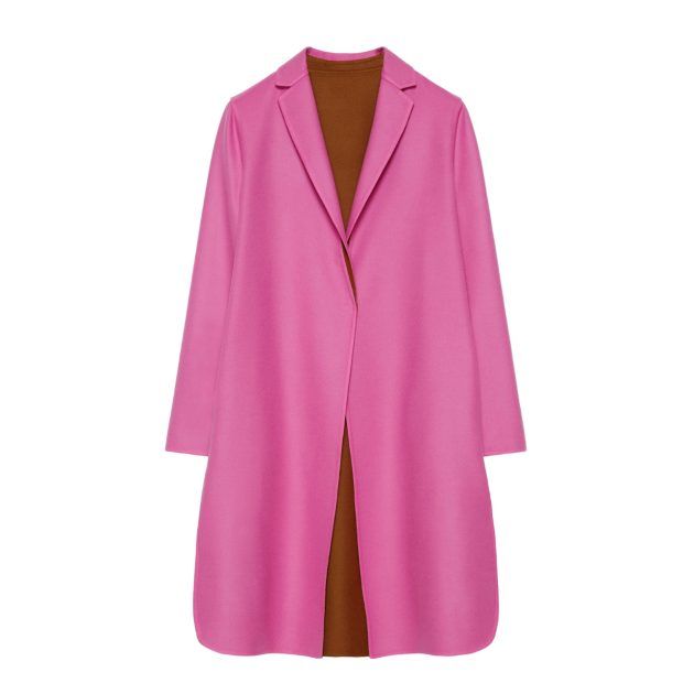 Pink wool and silk top coat