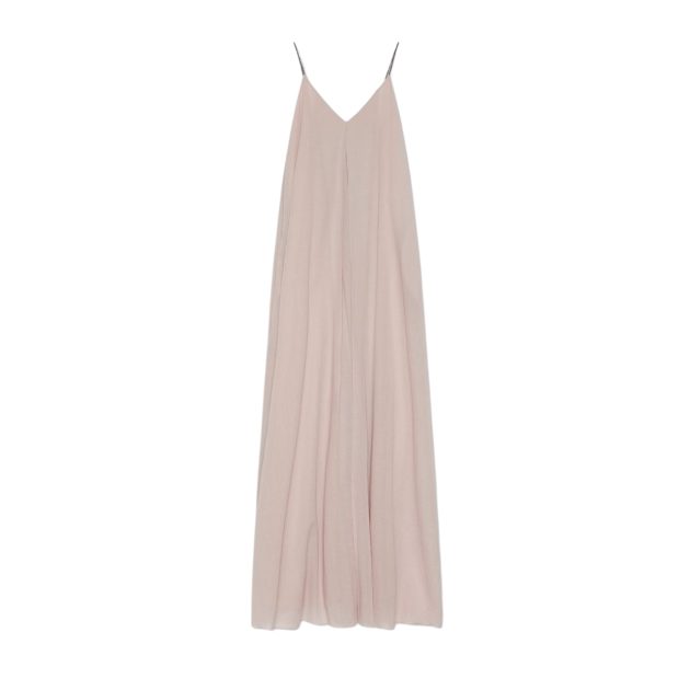 Blush pink crepon maxi dress