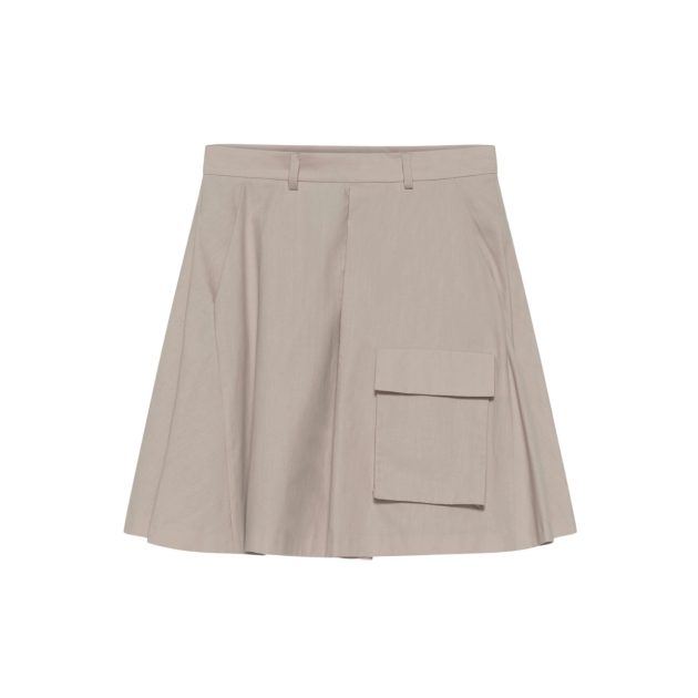 Beige cotton mini skirt with pocket