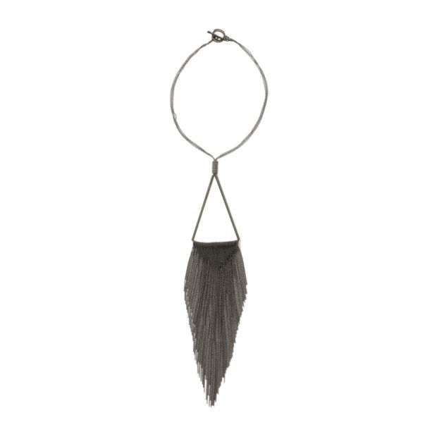 Gunmetal grey shiny pendant necklace