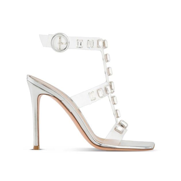 Gianvito Rossi silver crystal embellished sandal with heel