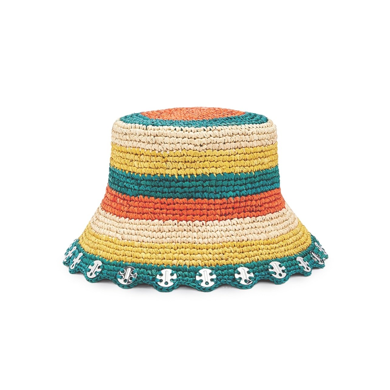 Multicolor raffia bucket hat from The Webster