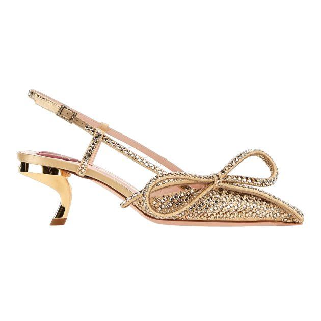 Roger Vivier gold crystal embellished slingback pumps