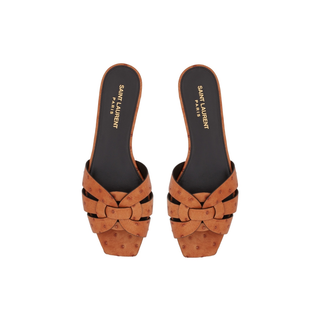 Tanned leather Saint Laurent tribute mule