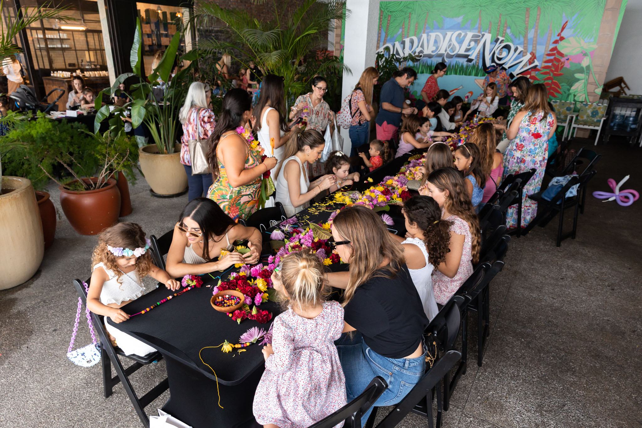 guests creating floral lays