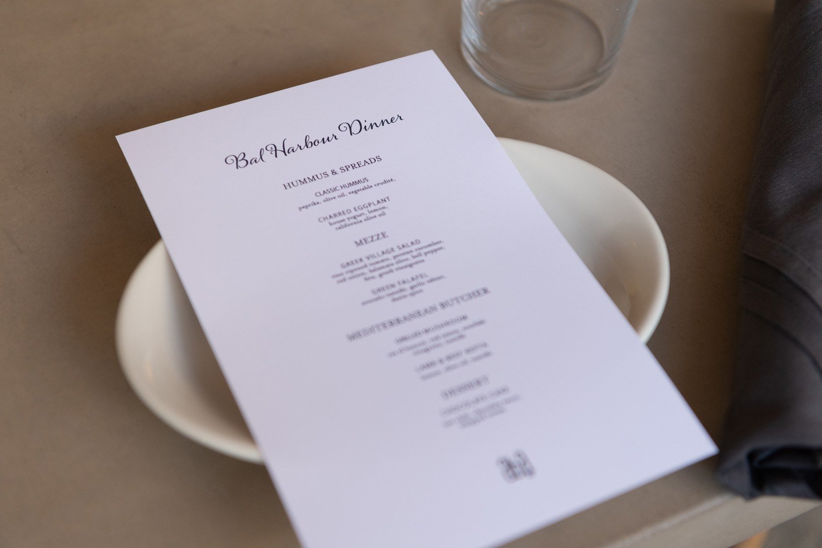 Dinner menu presented by Aba