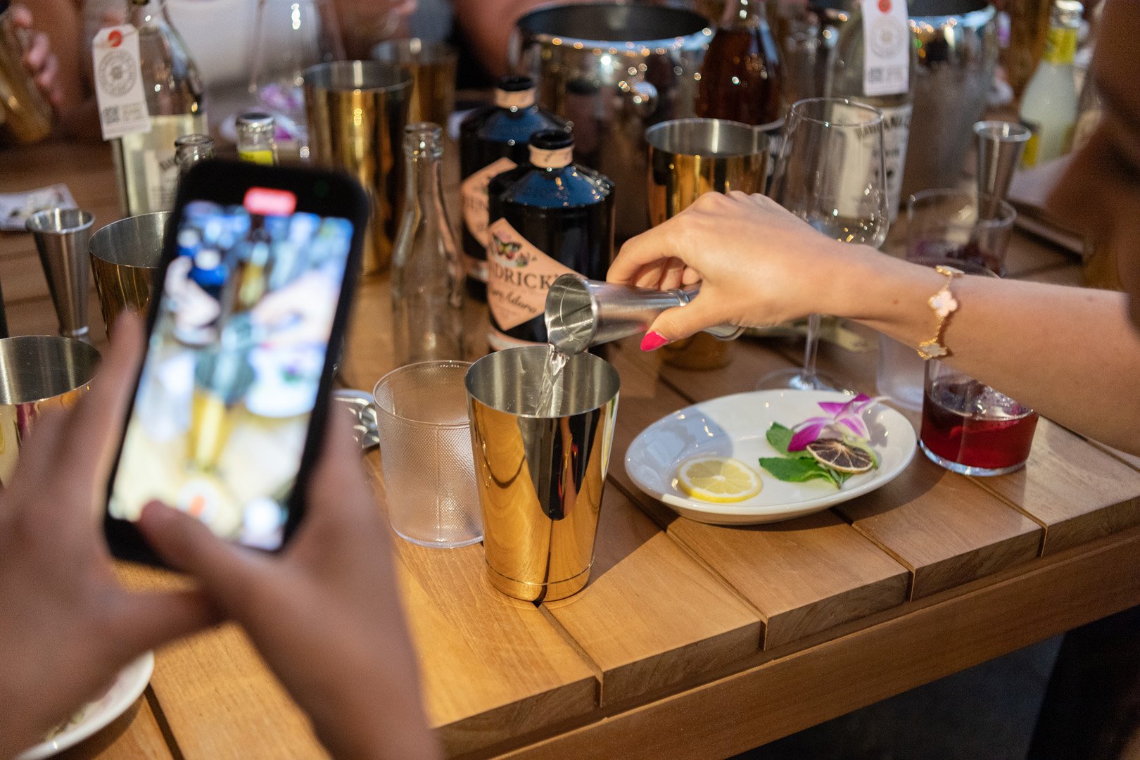 Guests created floral cocktails with Hendricks Gin and Havana Club Rum