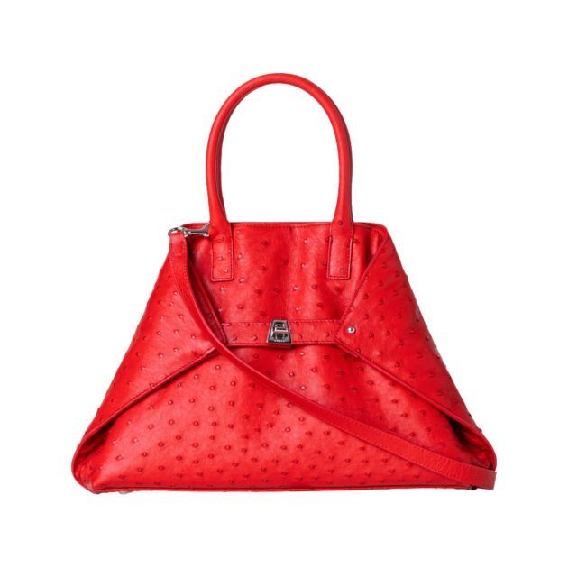 Akris red leather Ai top-handle handbag