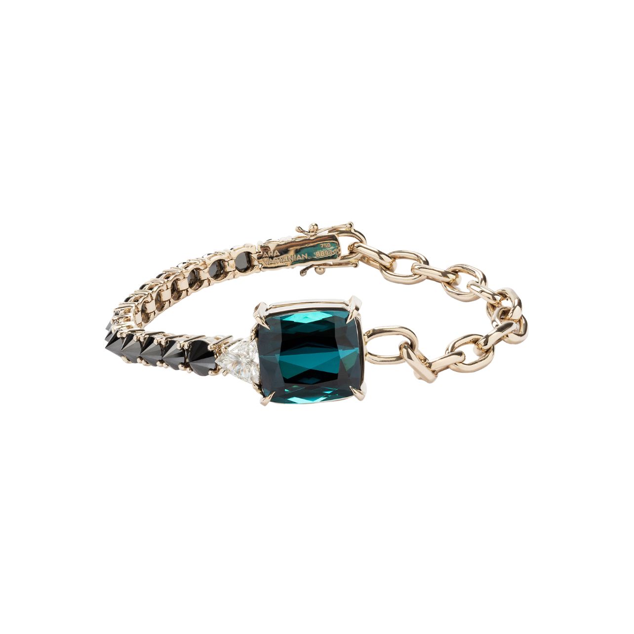 Ara Vartanian bracelet with indicolite tourmaline and white and black diamonds in 18k white gold