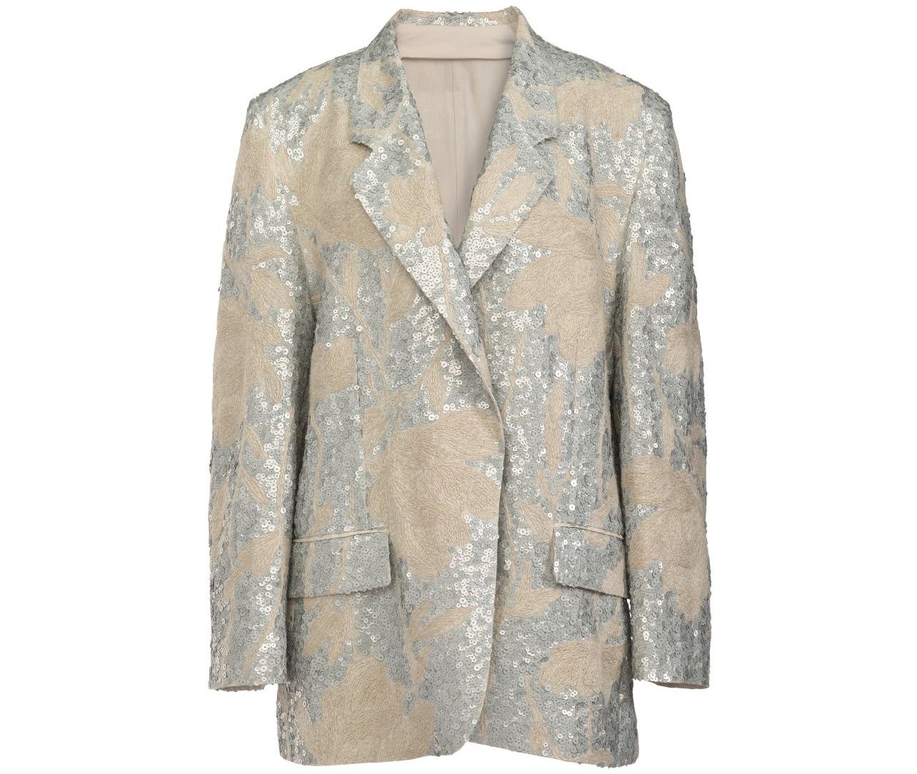 Brunello Cucinelli blazer in cream with silver metallic sequins and embroidering