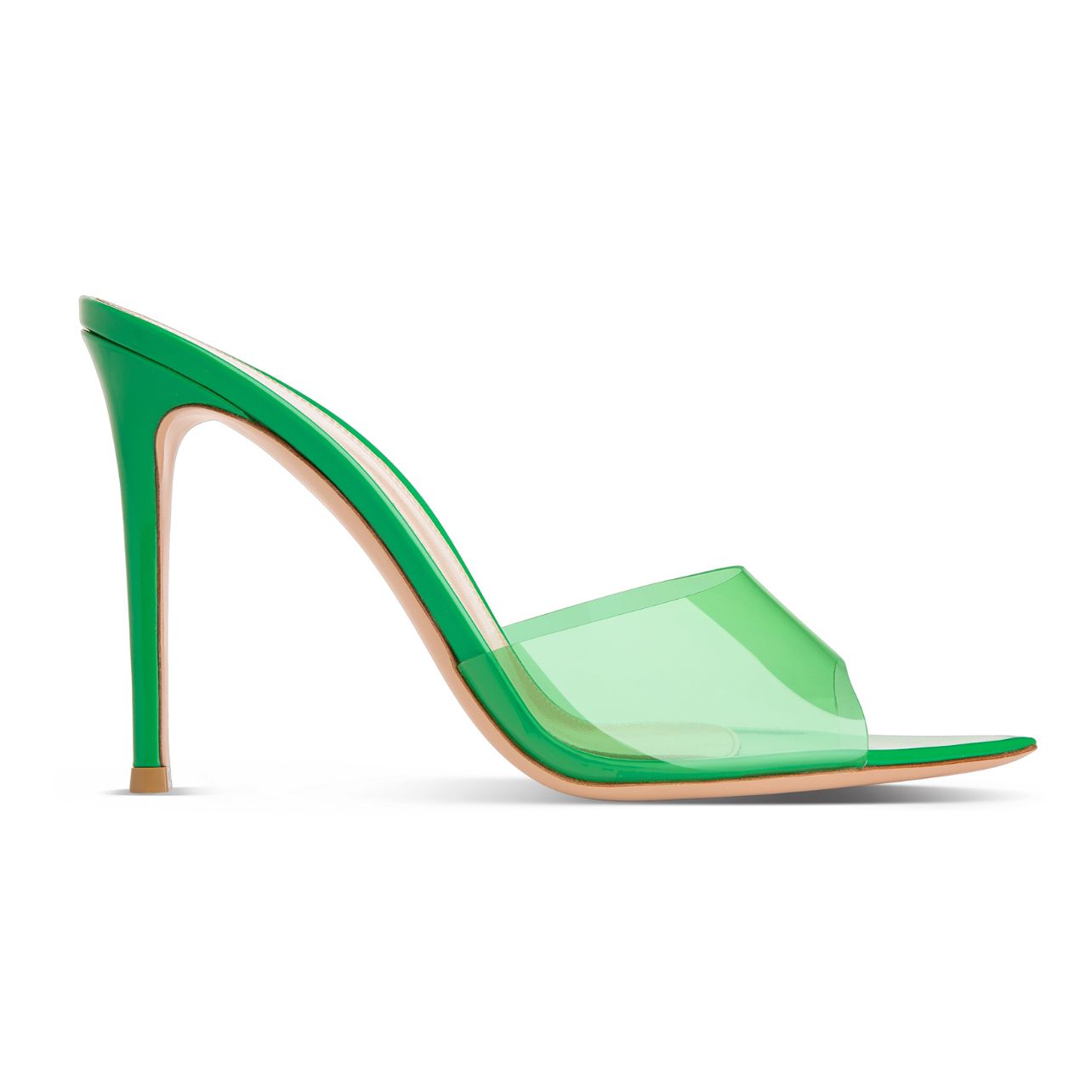 Gianvito Rossi green open toe mules