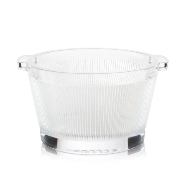 Lalique satin-finish crystal ice bucket with graphic lines