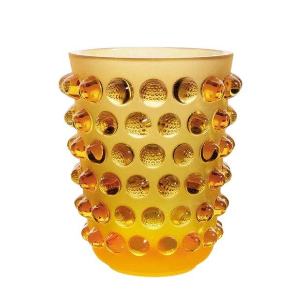 Amber plain glass vase with a kaleidoscopic finish