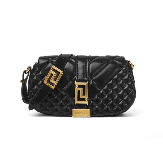 Black Greca Goddess leather mini shoulder bag