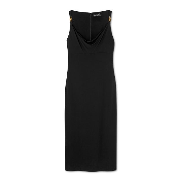 Black slim-silhouette crêpe midi dress